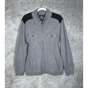 Apt 9 Sweater Jacket Mens Size XL Gray Front Zip Long Sleeve Mock Neck Pockets‎